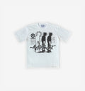 White Afterthought T-Shirt by 2KWRLD featuring a classic fit and 200 GSM cotton fabric, shown flat with visible neckline.