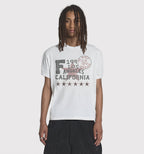 Black California T-Shirt by 2KWRLD featuring a California-themed graphic print on soft 200 GSM cotton fabric.