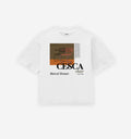 Black Cesca Chair T-shirt by 2KWRLD featuring a sleek graphic design on soft 200 GSM fabric.