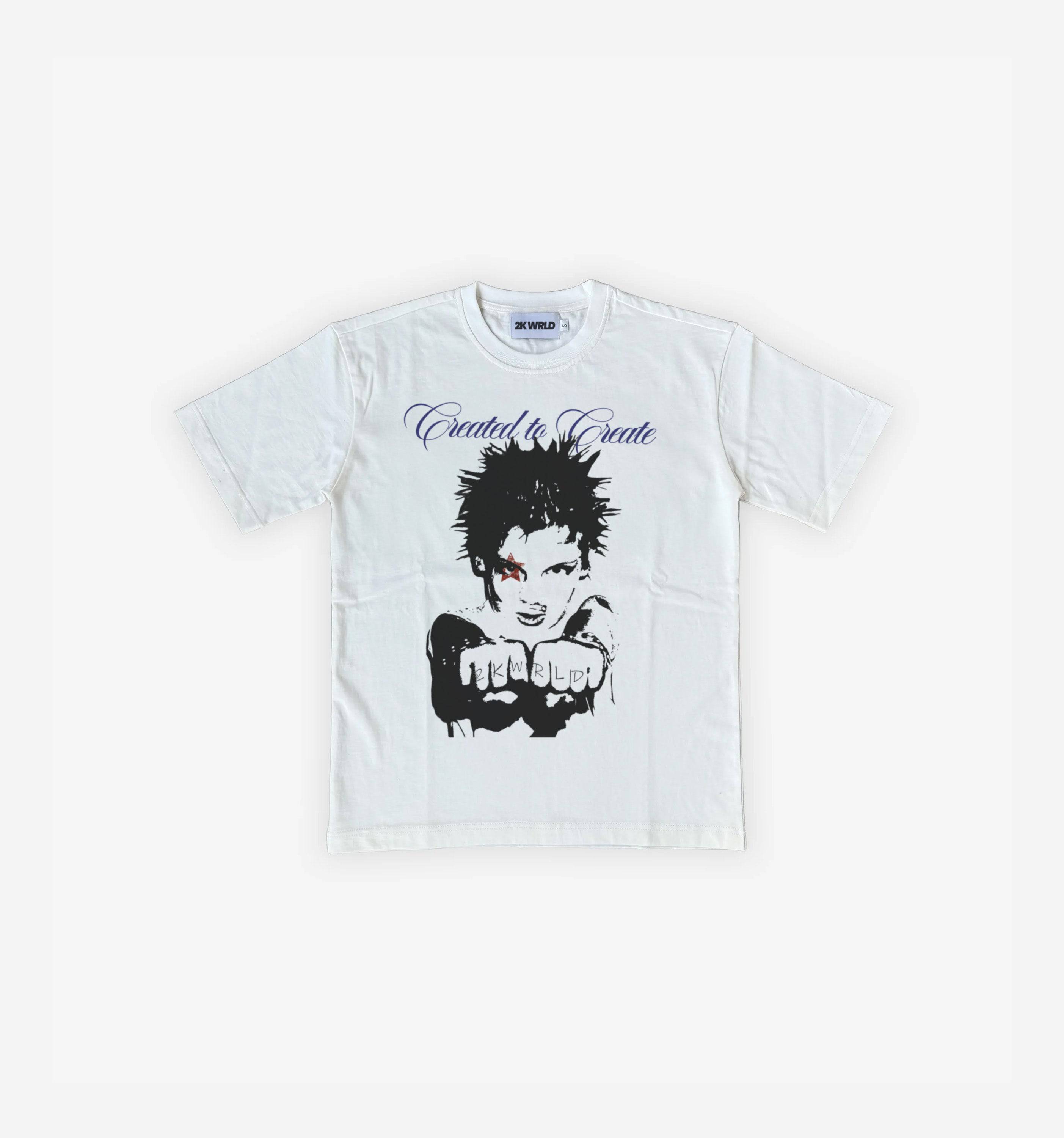 Black Created to Create T-Shirt by 2KWRLD with 200 GSM fabric, featuring a minimalist design and comfortable fit.