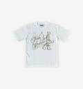 White Dilerium T-Shirt by 2KWRLD featuring a classic crew neck, soft fabric, and bold graphic design on the front.