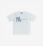 Black NY Era T-Shirt by 2KWRLD, made from 200 GSM fabric, featuring a classic urban graphic print on the front.