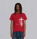 Black Stencil Cross T-Shirt by 2KWRLD featuring a bold cross design on soft cotton fabric.