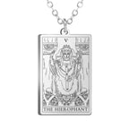 Gold Tarot Cards Necklace featuring The Wheel of Fortune design from 2KWRLD, with detailed wheel and card motifs.