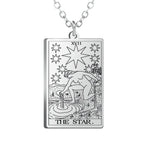 Gold Tarot Cards Necklace featuring The Wheel of Fortune design by 2KWRLD, intricate pendant with detailed tarot card imagery.