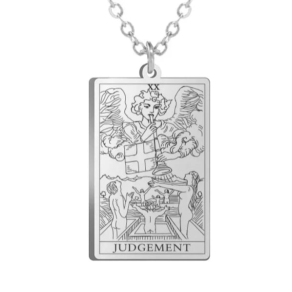 Gold Tarot Cards Necklace featuring The Wheel of Fortune design by 2KWRLD, perfect for tarot and astrology enthusiasts.