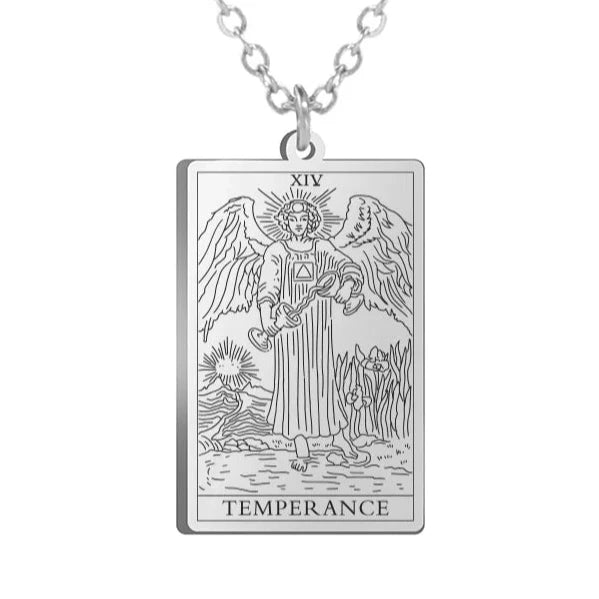 Gold Tarot Cards Necklace featuring The Wheel of Fortune design from 2KWRLD, with detailed tarot card pendant on a delicate chain.