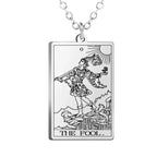 Gold Tarot Cards Necklace featuring the Wheel of Fortune design by 2KWRLD, with intricate tarot card details and a stylish chain.