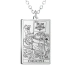 Gold Tarot Cards Necklace featuring The Wheel of Fortune design from 2KWRLD, with intricate details and a stylish chain.
