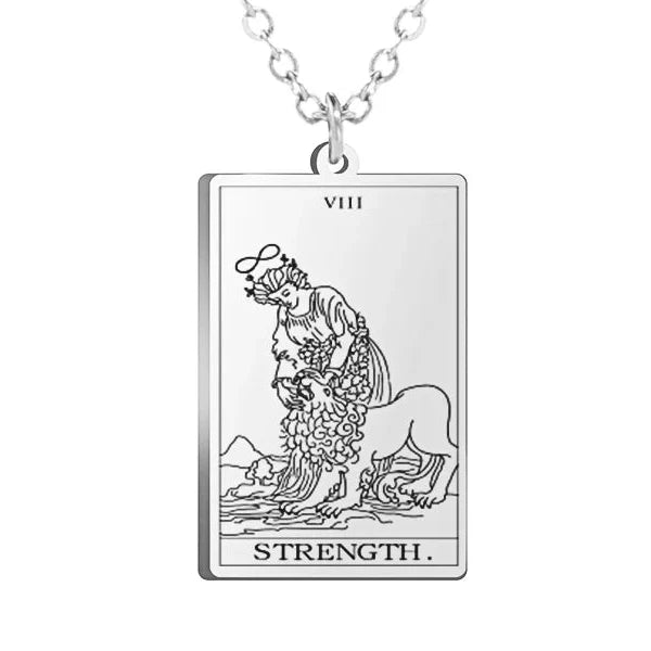 Gold Tarot Cards Necklace featuring The Wheel of Fortune design by 2KWRLD, with intricate detailing on a delicate chain.