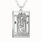 Gold Tarot Cards Necklace featuring The Wheel of Fortune design by 2KWRLD, with intricate details and a stylish chain.