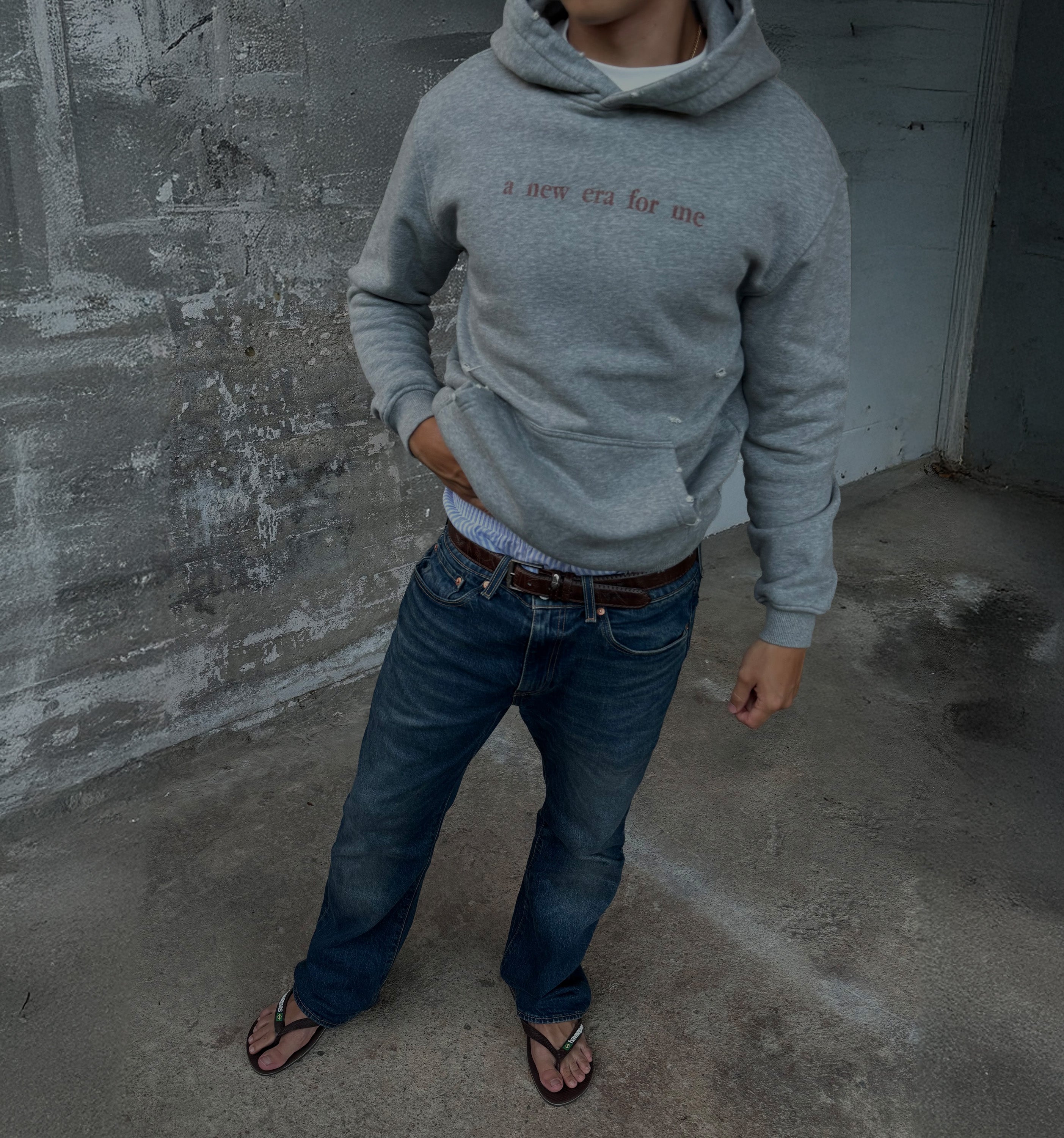 Light gray New Era For Me hoodie by 2KWRLD, featuring a casual fit and soft fabric, displayed on a plain background.