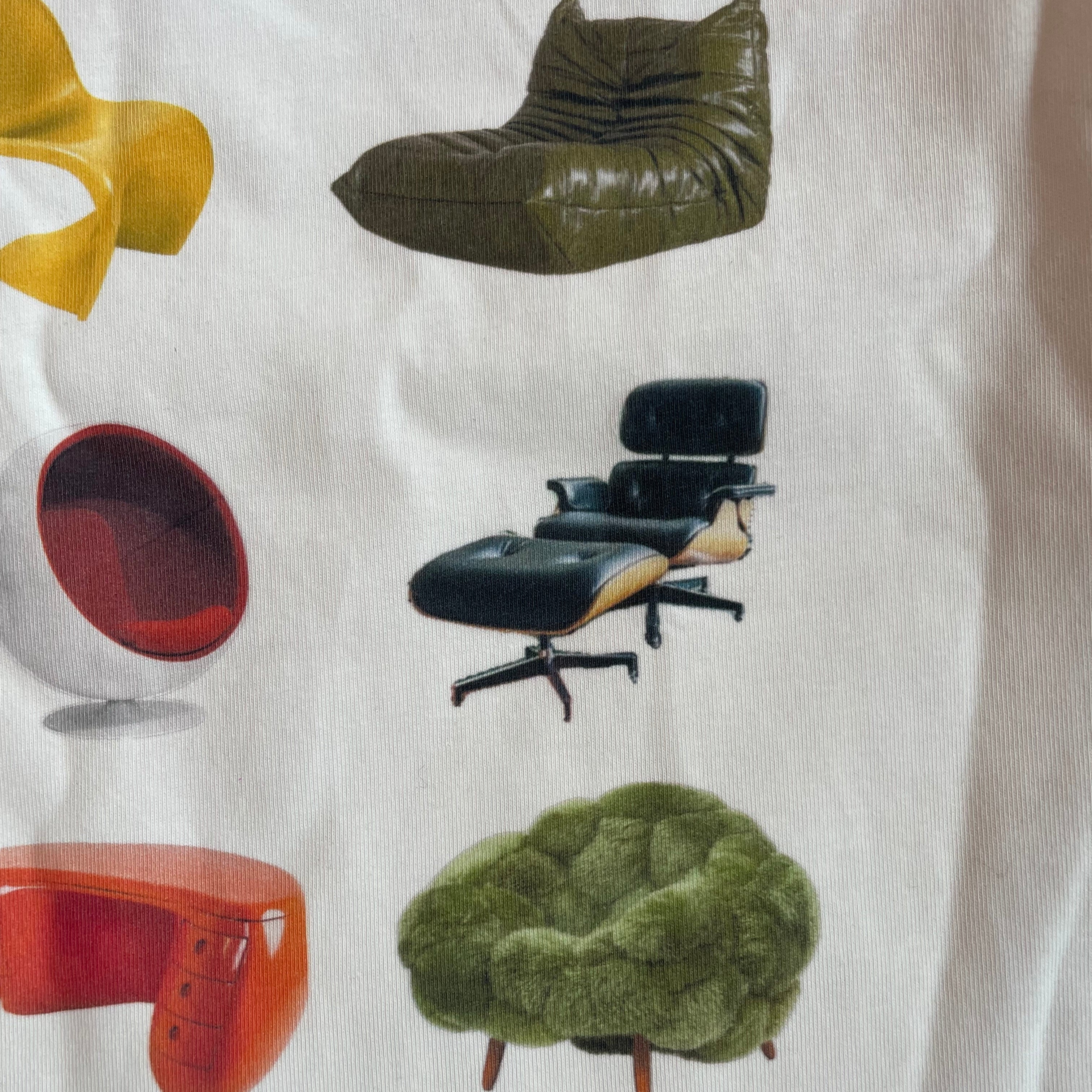 Gray Abstract Furniture T-Shirt by 2KWRLD featuring modern furniture print on premium 220 GSM fabric.