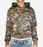 Light gray camo star hoodie from 2KWRLD featuring a front pocket, drawstrings, and a bold star graphic on the chest.