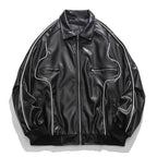 Black shiny leather look jacket from 2KWRLD featuring a sleek, glossy finish and classic style.