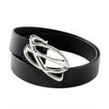 Black Orbit Belt by 2KWRLD featuring a sleek design and adjustable strap, displayed laid flat.